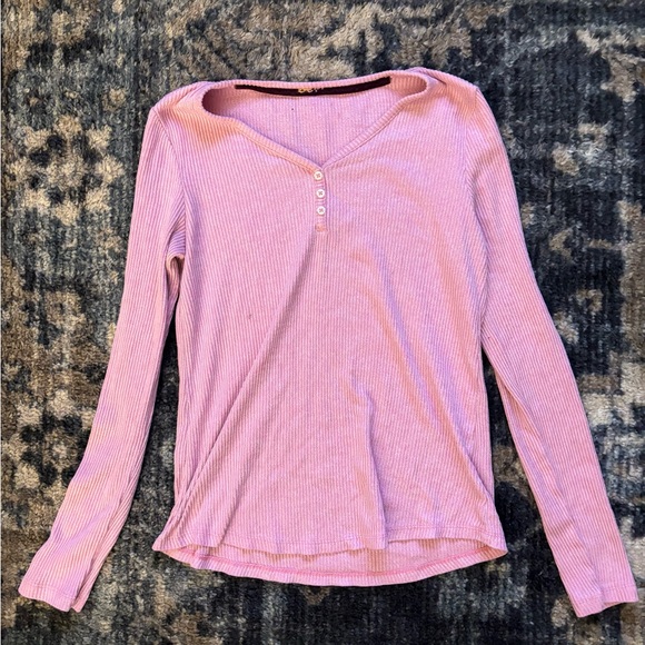 Pink Ribbed Long Sleeve Top - Picture 1 of 1
